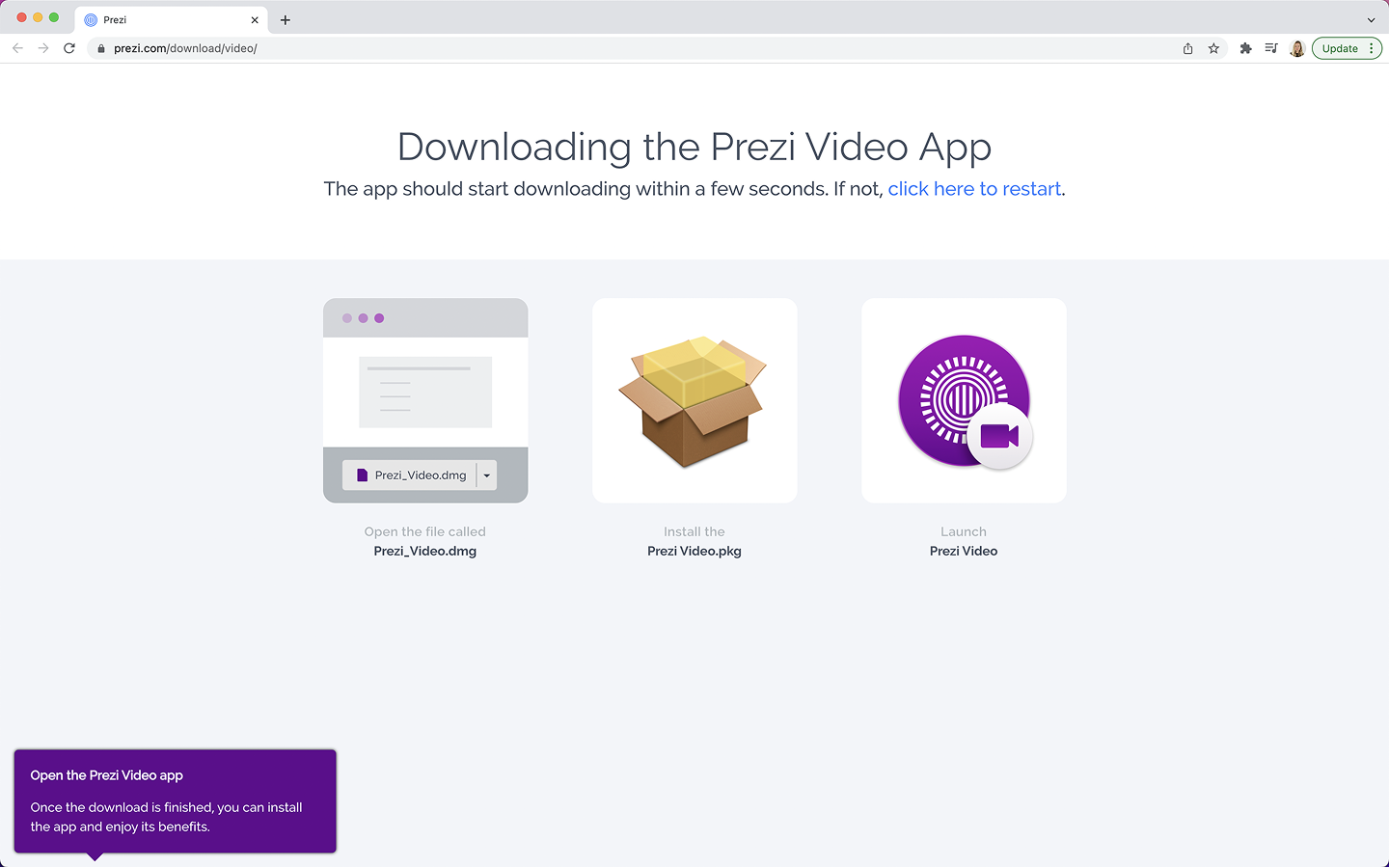 Prezi Video download page