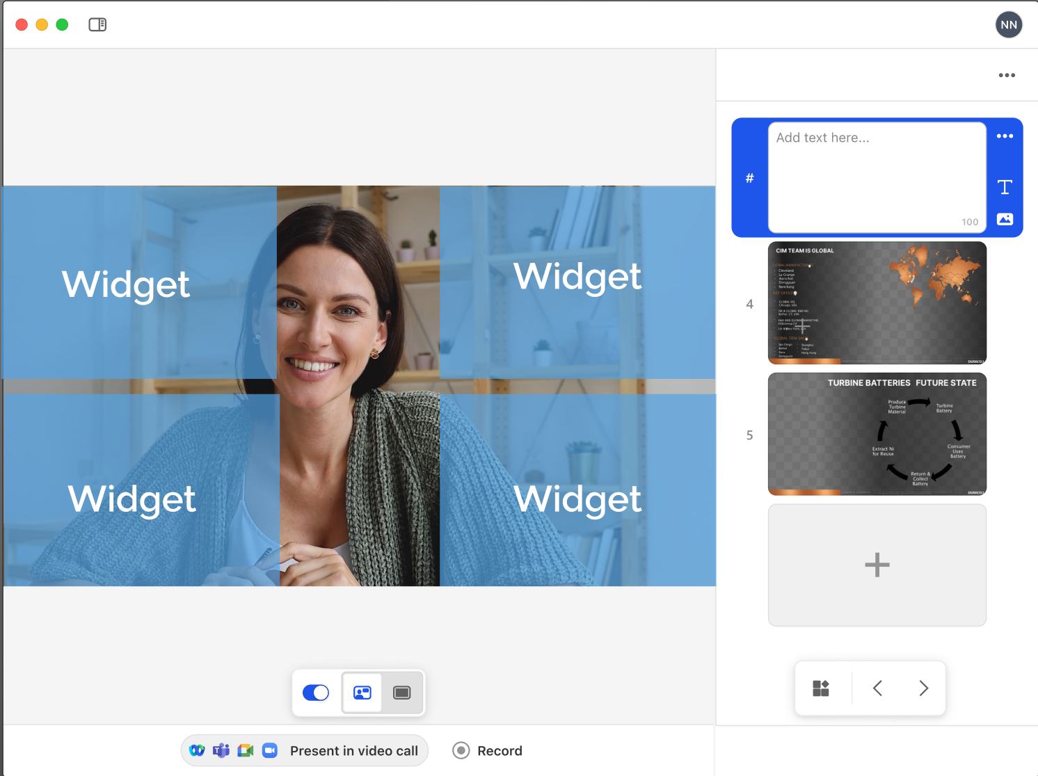 Prezi Video widget layout